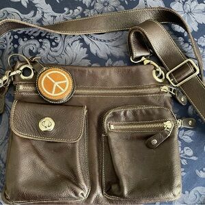 Roots Brown Leather Crossbody Bag -LMar29